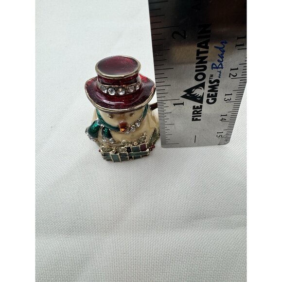 MONET SNOWMAN Collectible Enamel Rhinestone Keepsake Trinket Box with Gift Box - Picture 6 of 6
